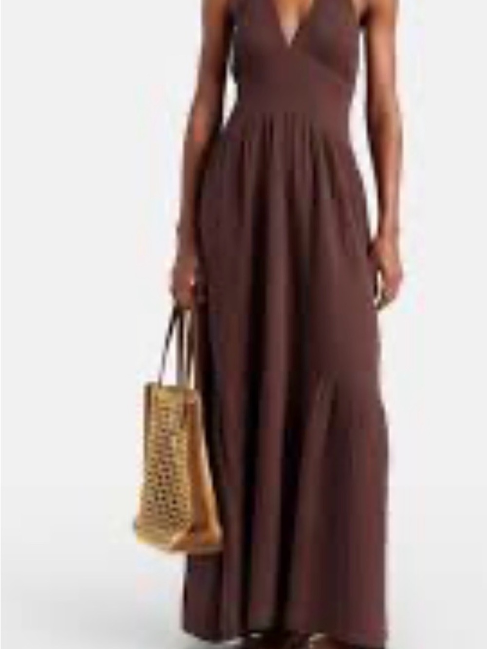 Mellissa Odabash Women's Brown V-Neck Maxi Dress